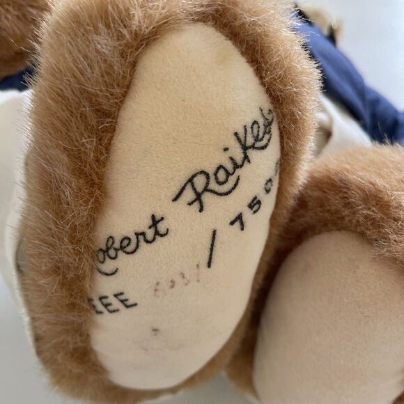 VTG ROBERT RAIKES "Uncle Vincent"‎ Plush Carved Wooden Face Stuffed Animal 16" - Picture 4 of 10